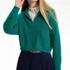 Nuevo Diseño de Nicho Primavera y Otoño Suave y Cera Cremallera Media Cuello Alto Color Sólido Más Fácil de Combinar Suéter de Punto Casual Top para Mujer