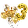 Decoración para Fiesta de Cumpleaños Infantil Paquete de Globos de Papel de Aluminio Corona Dorada de Primer Cumpleaños Número Inflable Navidad