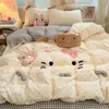 Conjunto de quatro peças de algodão matelassê para cama, lençóis de algodão puro, capa de edredom, toalha, lençol com elástico bordado, conjunto de três peças para dormitório 4