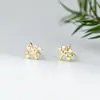 Nalan Plata de Ley S925 Exquisita Moda Coreana Fresca Pequeño Bosque de Árboles Pequeño Incrustado de Diamantes Joyería de Oreja Linda G5881