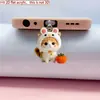 Bestseller internacional: Pingente de protetor de poeira para celular em acrílico de gato e coelho fofo, adequado para dispositivos Tipo-C e Apple