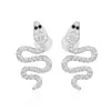 Pendientes Populares al por Mayor Transfronterizos con Forma de Serpiente Incrustados de Diamantes Joyería Europeos y Americanos Exagerados Tridimensionales Completamente Diamantados Material de Cobre Pendientes de Moda