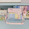 Bolso de hombro estilo japonés, fresco y lindo, tipo solapa, con bloques de color de dibujos animados, en una paleta de colores de helado fufu cremoso, un bolso tote femenino