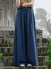 Pantalones Casuales de Pierna Ancha Lavados con Arena de Ramio Otoño 2026 para Mujer, Corte Holgado, Versátiles, Adelgazantes, Pantalones de Pierna Ancha con Caída de Algodón y Lino