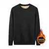 Sudadera de Primavera y Otoño para Hombre Color Puro Talla Grande Holgada Terciopelo de Otoño Camisa Base de Manga Larga para Hombre con Capucha Cuello Redondo Top de Otoño e Invierno