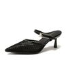 Sandalias de Malla Semitransparente Transfronterizas para Uso en Exteriores, Novedad Verano 2026 Mules de Tacón de Aguja Puntiagudos Sandalias de Tacón Alto