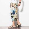 Calças largas masculinas, calças capri casuais plus size, de algodão e linho, para verão, calças de praia estilo tailandês, atacado