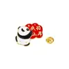 Broche Lista Dourada Panda Vermelho Fofo para Presentear Insígnia de Desenho Animado Personalização