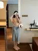 E go studi blusa de punto para mujer con cuello en V, mangas murciélago, fruncido en la cintura, tacto frío, manga tres cuartos, top puro y seductor