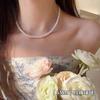 Collar de perlas Fever del mismo estilo para mujer, ligero, de lujo, de alta gama, elegante, de alta sociedad, cadena de clavícula francesa, accesorios de collar que combinan con todo.