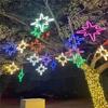 Luces Colgantes de Árbol LED con Luna, Copos de Nieve, Luces de Cadena de Colores, Iluminación Impermeable para Exteriores, Decoraciones Festivas de Estrella de Cinco Puntas, Proyecto de Decoración