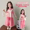 Conjunto de Calças Longas para Meninas Verão 2026 Novo Estilo Renda Infantil Calça Larga Roupa Fina Camisa Estilosa para Boneca Menina