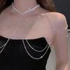 Collar de cadena para el pecho con colgante de cristal súper brillante, diseño de nicho de lujo ligero, cadena de clavícula retro, cadena corporal para mujer de alta calidad
