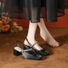 Sapatos Estilo Ballet de Uma Linha com Laço, Sapatos Mary Jane Femininos, Salto Grosso Estilo Pequeno Fragrante, Sapatos Femininos de Alto Nível