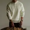 Suéter Henley pesado retrô estilo americano para homens, adequado para outono e inverno, blusa de malha casual e simples de manga comprida para uso diário