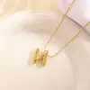 Colar de Letra em Aço Inoxidável Europeu e Americano com Toque de Luxo, Corrente para Clavícula Cravejada com Diamantes, Joias de Aço Titânio, Colar Transfronteiriço