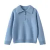 Nova coleção outono e inverno: Suéteres de tricô de caxemira espessada para meninos e meninas, com gola polo com meio zíper