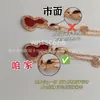 Collar de Calabaza de Gama Alta Chapado en Oro Rosa de 18 Quilates con Colgante de Ágata Roja Natural y Nácar Blanco, Doble Calabaza Incrustada con Diamantes