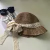 Sombrero de pescador de paja para mujer, verano, encaje, encaje, encaje, playa, fresco, vacaciones, japonés, protección solar, sombrero para el sol, sombrero para el sol