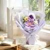 Ramo de tulipanes de hilo tejido transfronterizo producto terminado, flores artificiales tejidas a mano tipo rosa, regalo para el Día del Maestro