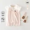 Mameluco de manga corta para bebé niña Verano Delgado Ropa para bebé Ropa para niña para salir Algodón puro Clase A Ropa para gatear para recién nacidos