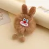 Llavero de Muñeca Conejo Boca Grande de Peluche Colorido Lindo Nutria Falsa Piel de Conejo Colgante para Coche Mochila Accesorios Estilo Ins