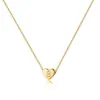 Colar de Amor Quente Transfronteiriço 26 Letras Cobre Eletrodepositado 14K Coração de Pêssego Corrente para Clavícula Coração Letra Inicial Colar para Casal
