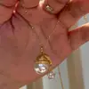 Colar de Natal, Mesmo Estilo do Little Red Book, Pingente de Pérola Estrela, Estilo Francês, Colar de Luxo