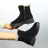 Botas de nieve antideslizantes para mujer, nuevo modelo de invierno 2026, cálidas de pelo de conejo, forradas de felpa, botas cortas engrosadas con cremallera lateral, botas de algodón del Noreste