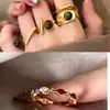 Anillo de Lujo Ligero Retro de Ojo de Tigre y Turquesa para Mujer, Diseño Único, Estilo Distintivo, Anillo de Moda Tendencia