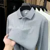 Camisa polo de manga larga de algodón de fibra larga de Xinjiang de alta calidad para hombre, nueva colección de otoño 2026, camiseta casual de piqué de algodón puro para hombre