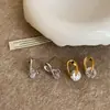 Brincos de Tarraxa de Metal Torcido com Zircônia Rotativa Inspirados em Design para Mulheres, Pequenos e Delicados, Estilosos e Modernos, Brincos Versáteis