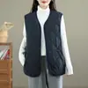 Foto Real de Chaleco Ligero Cálido de Plumón de Algodón Talla Grande para Mujer, Sin Mangas Holgado Versátil Casual Chaqueta Acolchada