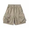 Shorts de trabalho masculinos ao ar livre estilo americano de secagem rápida, shorts casuais de verão folgados com múltiplos bolsos para homens que vão ao trabalho