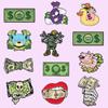 Bolsa Roupas Série Notas de Dólar Conjunto Combinado de Emblemas Metálicos Acessórios Divertidos Criativos Broches de Caveira Animal