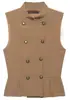 Moda europea y americana transfronteriza para mujer INS popular de moda casual top sin mangas de cuello halter de doble botonadura