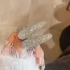 Grampo de Cabelo Super Brilhante de Strass de Alta Qualidade Estilo Coreano, Presilha de Metal Doce e Cool para Franja, Piranha para Lado e Testa, Acessório de Cabelo