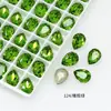 Dongzhou Diamante Cristal Platycodon Verde Uñas Diamante Alta Calidad K9 Lote Completo Brillante Verde Oliva Huevo de Paloma Fondo Puntiagudo Diamante Accesorios para Uñas