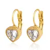 Suministro directo transfronterizo aretes de acero inoxidable con incrustaciones de diamantes para mujer, aretes de flor y moño de moda, accesorios para orejas sin perforación, joyería de lujo ligero