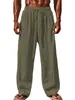 Pantalones Deportivos de Algodón y Lino Transpirables Hip Hop para Hombre Moda Tendencia Color Sólido Casual Delgados Pantalones Casuales