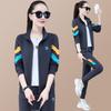 Conjunto Esportivo para Mulheres Primavera e Outono 2025 Nova Moda Solto Redutor de Idade Roupas de Corrida Moletom Casual Conjunto de Três Peças Tendência