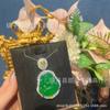 Colgante de Buda de calcedonia verde hielo con incrustaciones plateadas al por mayor, collar de jade Maitreya de ágata verde yang y colgante de joyería