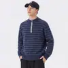 Tejido Estilo Old Money para Hombre, Corte Relajado, Nueva Colección Otoño/Invierno 2026, Rayas Horizontales Bloque de Color, Cuello Semi Alto, Suéter Pulóver con Cremallera