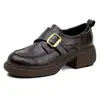 Mocasines Retro de Suela Gruesa para Mujer, Nuevos Zapatos Mary Jane de Primavera y Otoño, Tacones Gruesos, Puntas Redondas, Versátiles y Modernos, Zapatos Pequeños de Cuero Estilo Británico