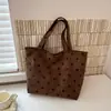 Bolsa Tote de Veludo com Bolinhas, Bolsa de Mão Vintage de Grande Capacidade, Estilo Coreano Casual para o Dia a Dia, Bolsa Simples para Estudantes Mulheres