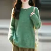 Nuevo Suéter de Lana Cachemir para Otoño/Invierno 2026 con Borde Enrollado Cuello Redondo Tejido, Suéter de Lana Cepillada con Lentejuelas de Manga Larga
