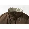 ORIGTEEN Jaqueta de Algodão Inverno Solta com Gola Alta Silhueta Retro Tendência Jaqueta de Trabalho Masculina Roupas de Algodão MY9035