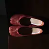 Zapatos Lavables de Cuero de Caballo con Punta Dividida para Mujer, Zapatos de Pezuña de Cerdo, Nuevo Estilo de Otoño, Cuero Genuino por Dentro y por Fuera, Zapatos Planos, Zapatos Rojos Cómodos, Zapatos de Boca Baja