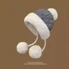 Chapéu de Inverno Espesso Quente Feminino Lei Feng Chapéu com Abas de Orelha de Pelúcia Chapéu de Esqui com Enchimento Fofo de Tricô à Prova do Frio do Norte