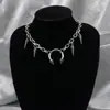 Colar de Rebites Geométricos Feminino Estilo Ins Hip-Hop Punk Frio Estilo Europeu e Americano Design de Corrente Branca para Clavícula Versátil